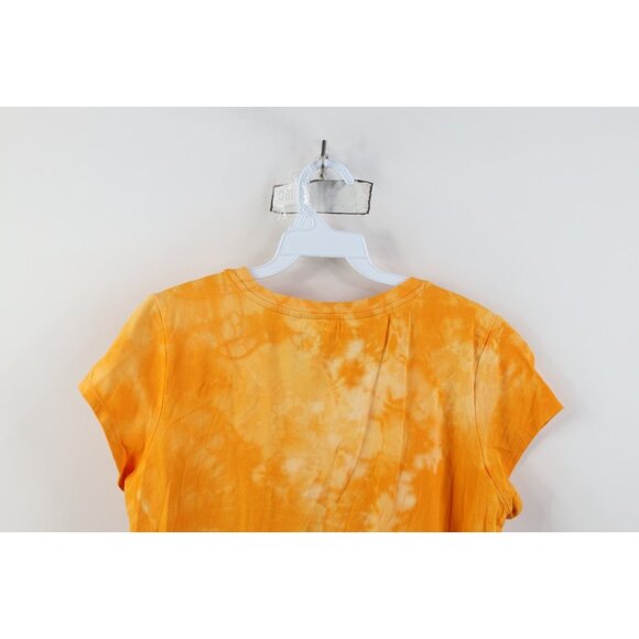 Vintage Y2K Guess Womens Size Large Spell Out Metallic Sunset Acid Wash T-Shirt - Picture 10 of 11